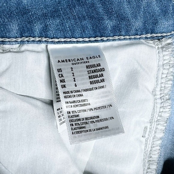 American Eagle Jeans Super Hi-Rise Jegging sz 2 * Light Wash Distressed Jeans AE - Picture 7 of 9